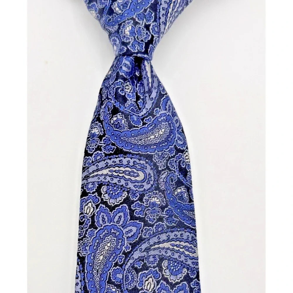 Ted Baker Luxury‎ Silk Tie Men Blue Paisley Jacquard Designer 62